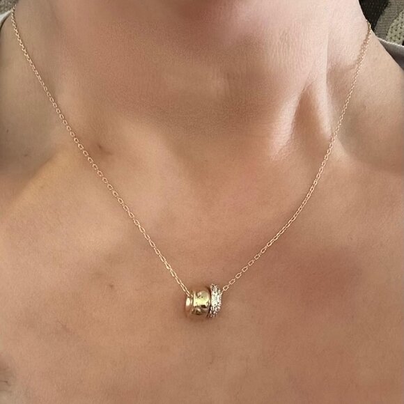 Neiman Marcus 14k Gold Plated CZ Rondelle Necklace - Picture 2 of 5